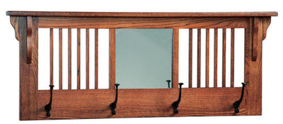 Mission Wall Hanger w/ Hooks & Beveled Mirror-Mirrors-Peaceful Valley Furniture