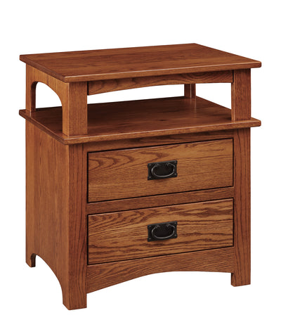 Mission 2 Drawer Nightstand w/pullout tray-Nightstands-Peaceful Valley Furniture