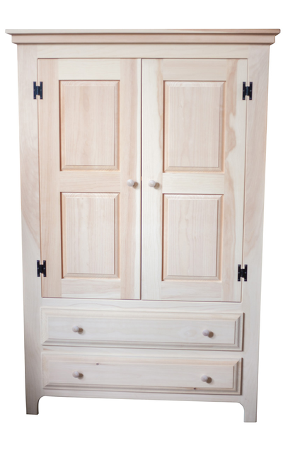 Two Door Two Drawer Armoire - Pine Unfinished-Storage & Display-Peaceful Valley Furniture