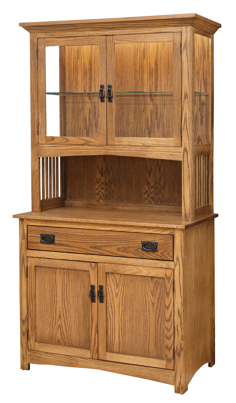 Deluxe Mission 2 Door China w/ 3-Stage Touch Lighting-Storage & Display-Peaceful Valley Furniture