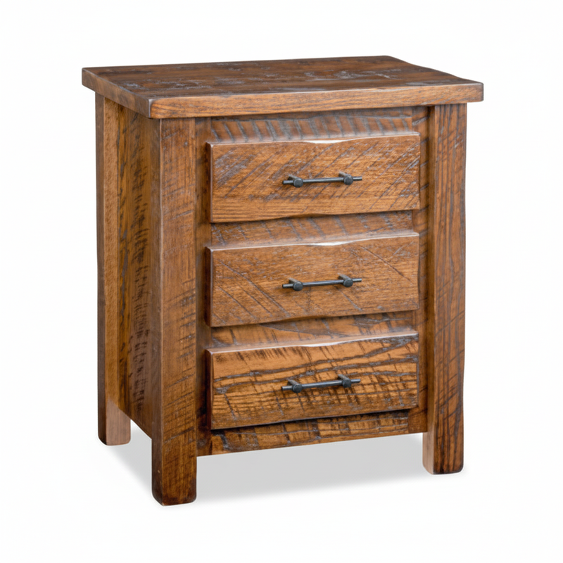 Rustic 3 Drawer Night Stand