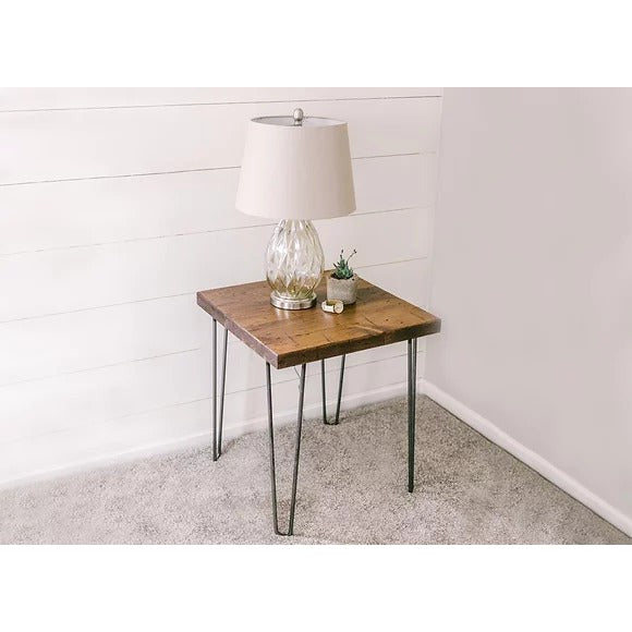 Rustic Hairpin Leg End Table