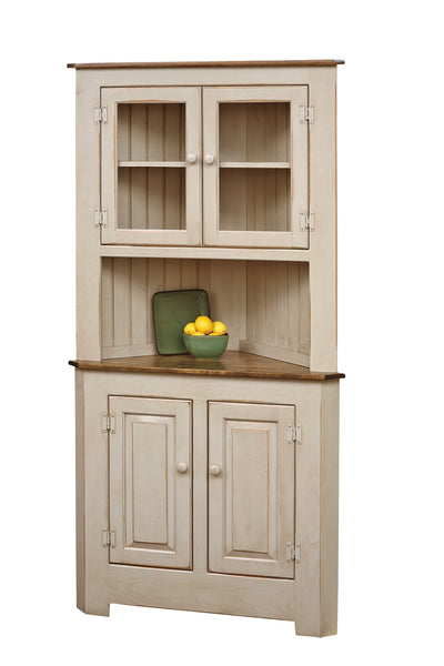 Extra Large Corner Cabinet with Glass-Storage & Display-Peaceful Valley Furniture