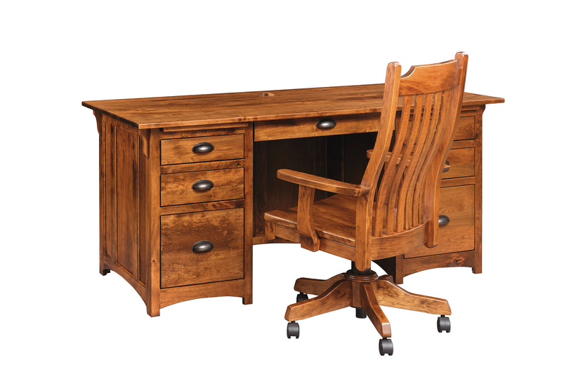 Mission 66" Desk w/ 2 File Drawers-Desks-Peaceful Valley Furniture