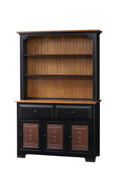 Three Door Open Top Hutch w/ Tin Panel Doors-Storage & Display-Peaceful Valley Furniture
