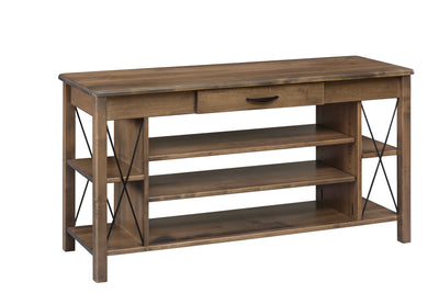 Crossway Lg Entertainment Table with Dr. and adj. shelves-Tables-Peaceful Valley Furniture