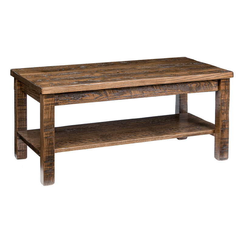 Rustic Coffee Table w/ Shelf-Tables-Peaceful Valley Furniture