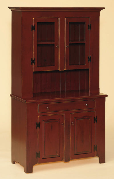 Step back Cupboard w/ glass-Peaceful Valley Furniture