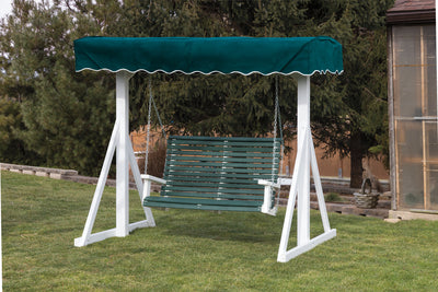Vinyl-covered Wood A-Frame with Canopy (Swing not Included)-Peaceful Valley Furniture