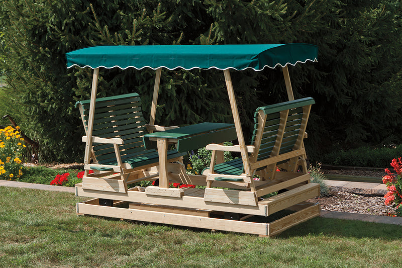 Treated Keystone Glider with Poly Seats and Table Top - 40" Seats