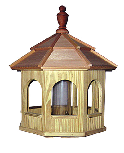 Wooden Large Post Mount Octagon Bird Feeder-Birdhouses & Feeders-Peaceful Valley Furniture