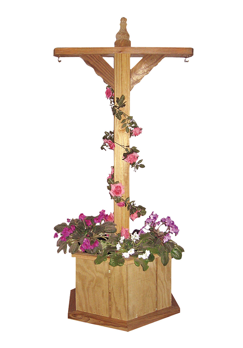 Wooden Planter Box with Double Hook Post