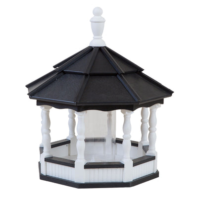 Poly Large Post Mount Spindle Bird Feeder (Black and White)-Birdhouses & Feeders-Peaceful Valley Furniture